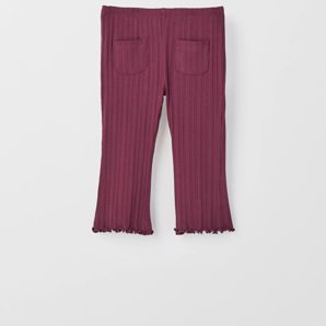 Baby Organic Cotton Ribbed Pocket Front Flare Leggings