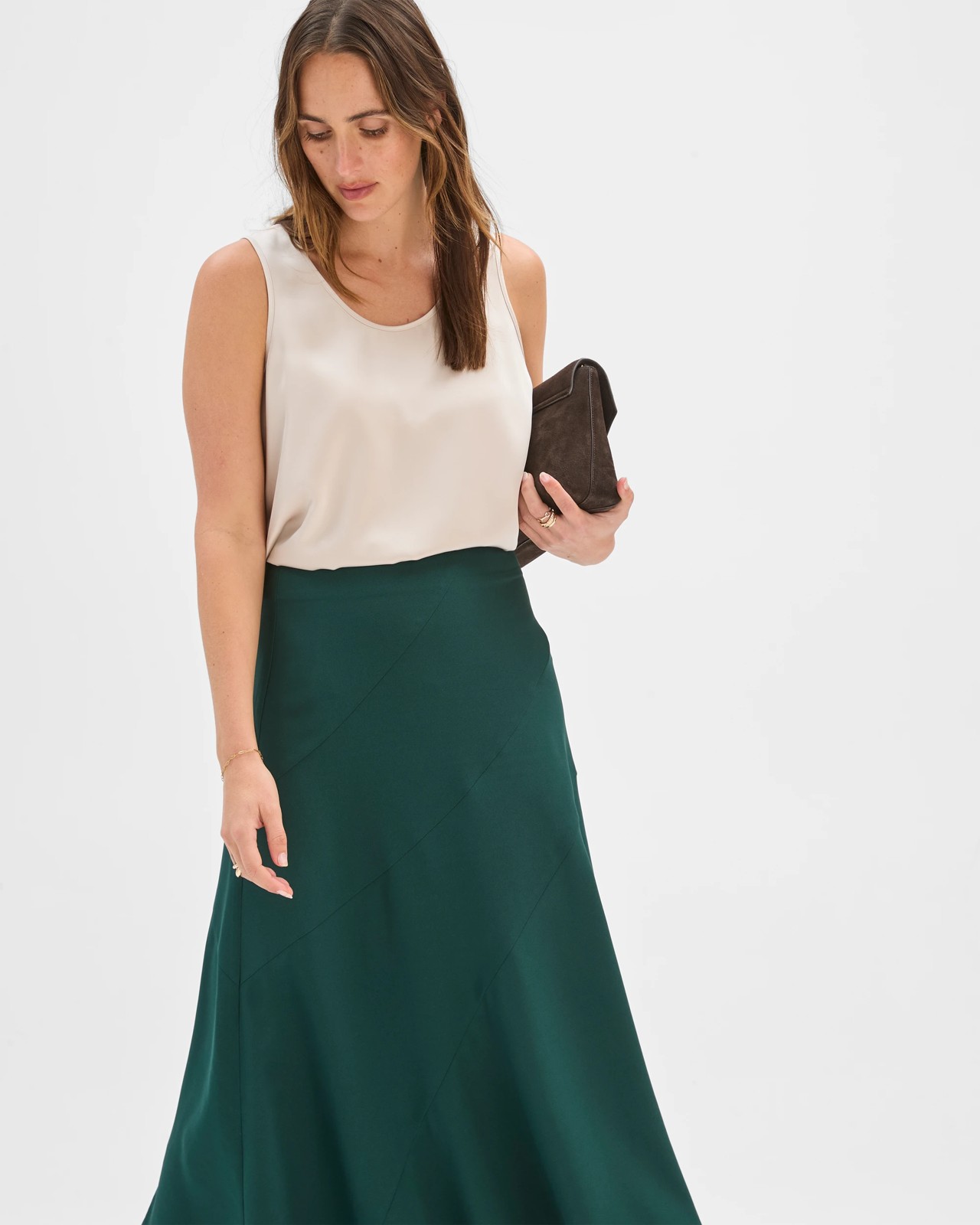 Preview Panelled Midi Skirt - Deep Green 5 of 5