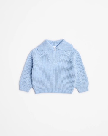Qtr Zip Collar Knit Jumper