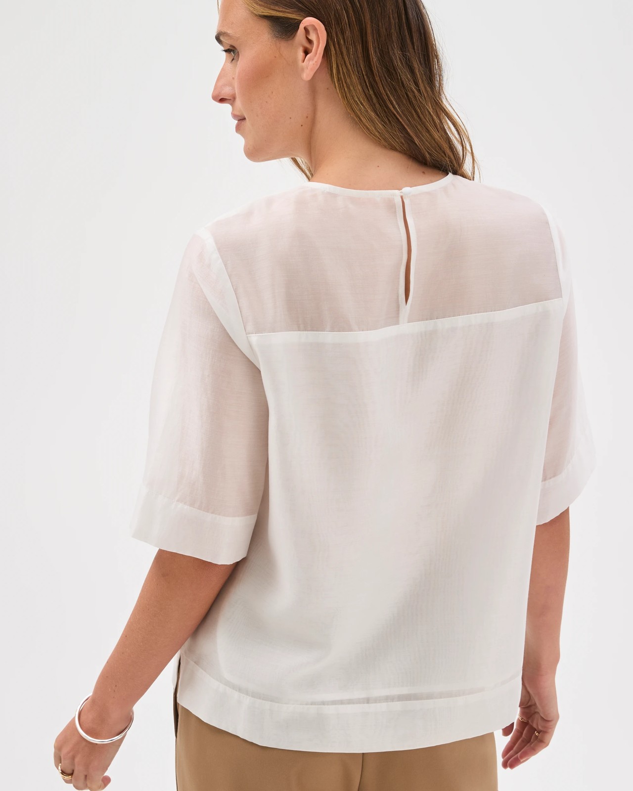 Preview Sheer Detail Blouse - Cloud Dancer 6 of 6
