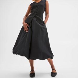 Petites Australian Cotton Bubble Midi Skirt