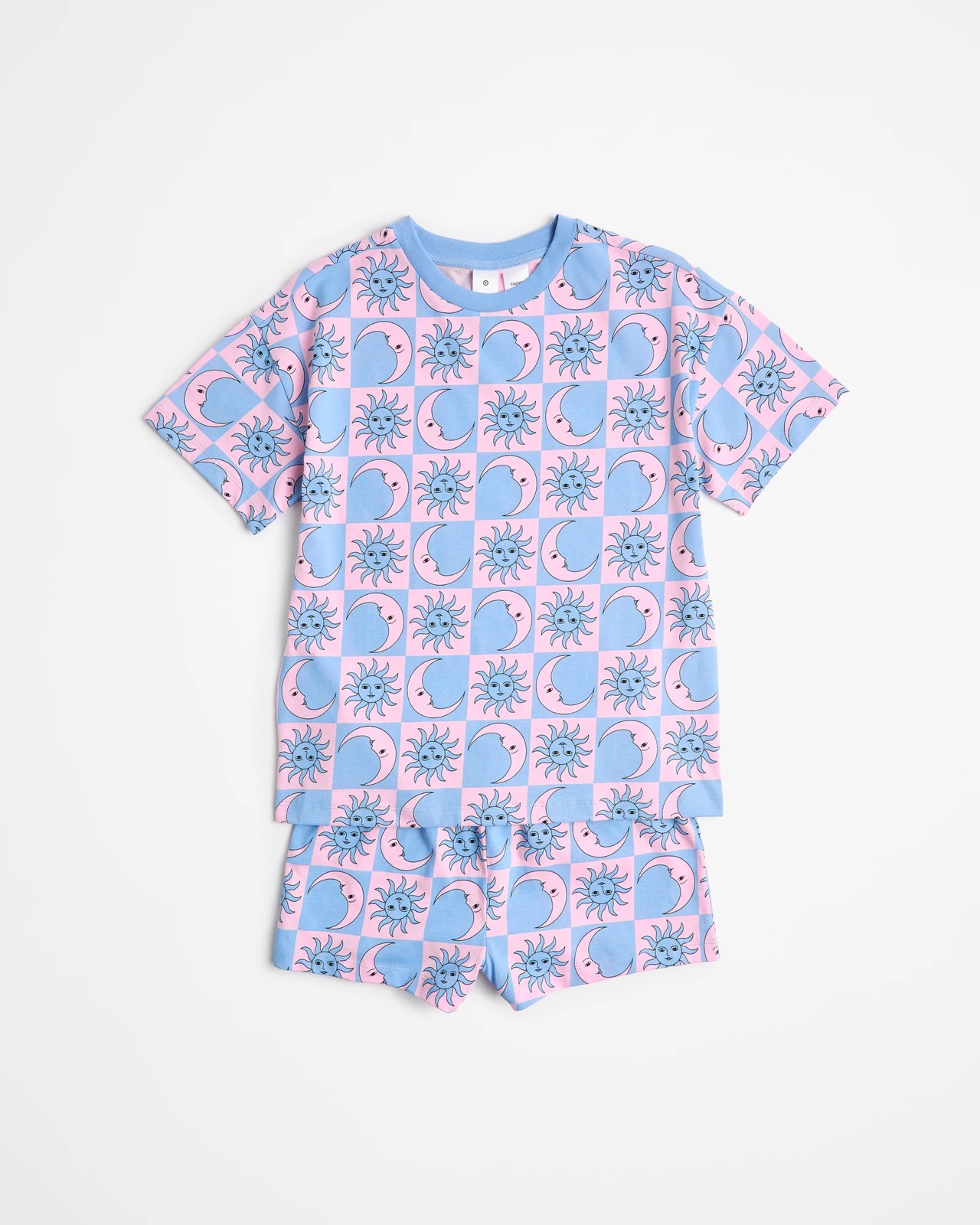 Print Cotton Drop Shoulder Pyjama Set - Check Celestial | Target Australia