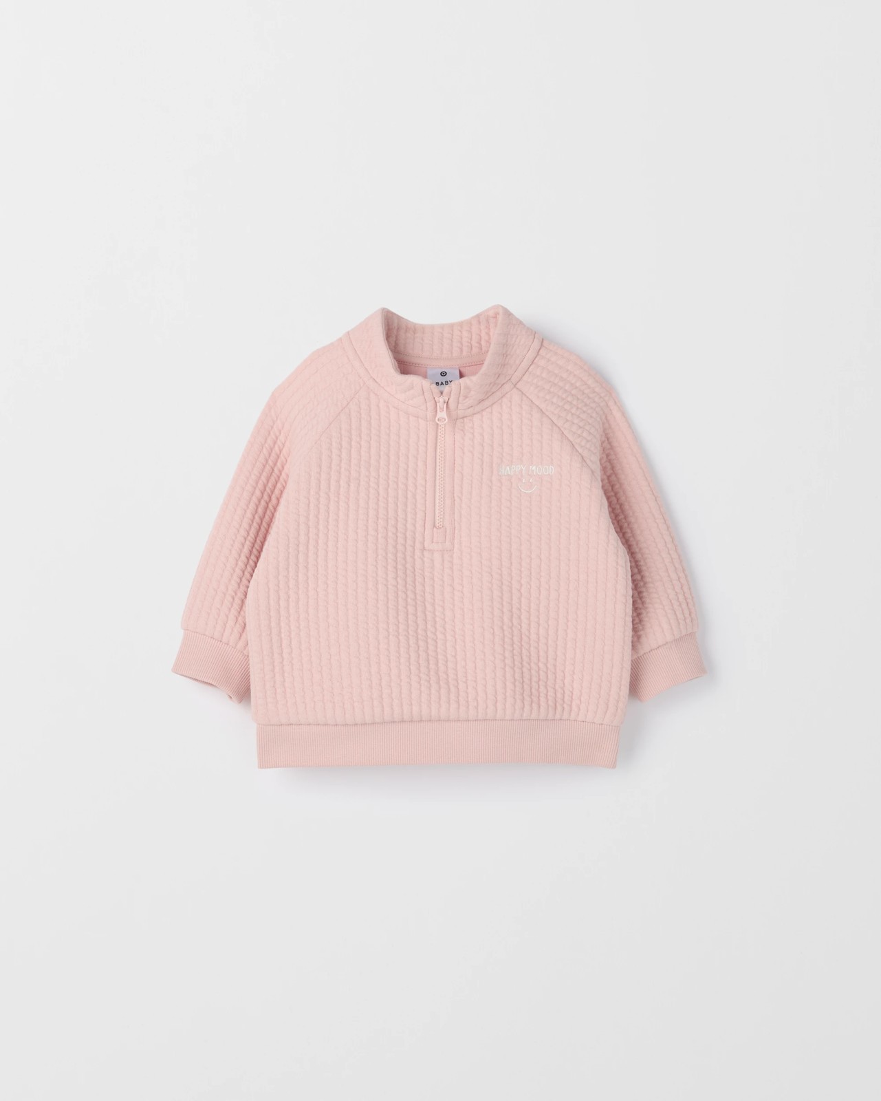 Baby Organic Cotton Quilted Quarter Zip Pullover Jumper - Lotus 4 of 5