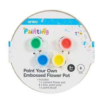6 Piece Paint Your Own Embossed Flower Pot - Anko