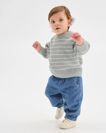Baby Organic Cotton Chunky Rib Knit Jumper