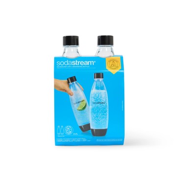 2 Pack 1L Sodastream Black Fuse Bottles