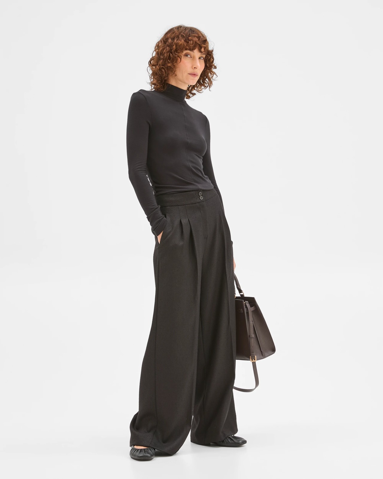 Preview Long Sleeve Luxe Layering Knit Skivvy Top - Black 3 of 6