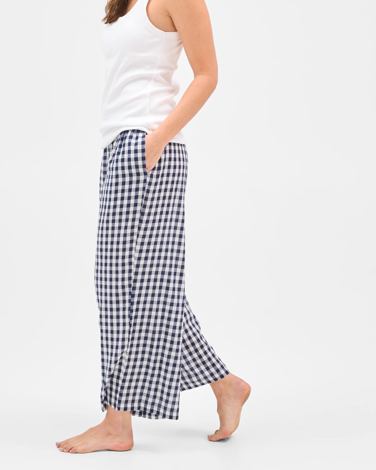 7/8 Length Sleep Pants - Navy Gingham 3 of 5