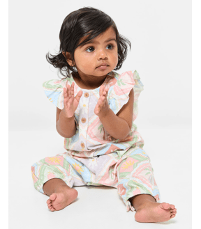 Baby Girls Organic Cotton Jersey Print Jumpsuit