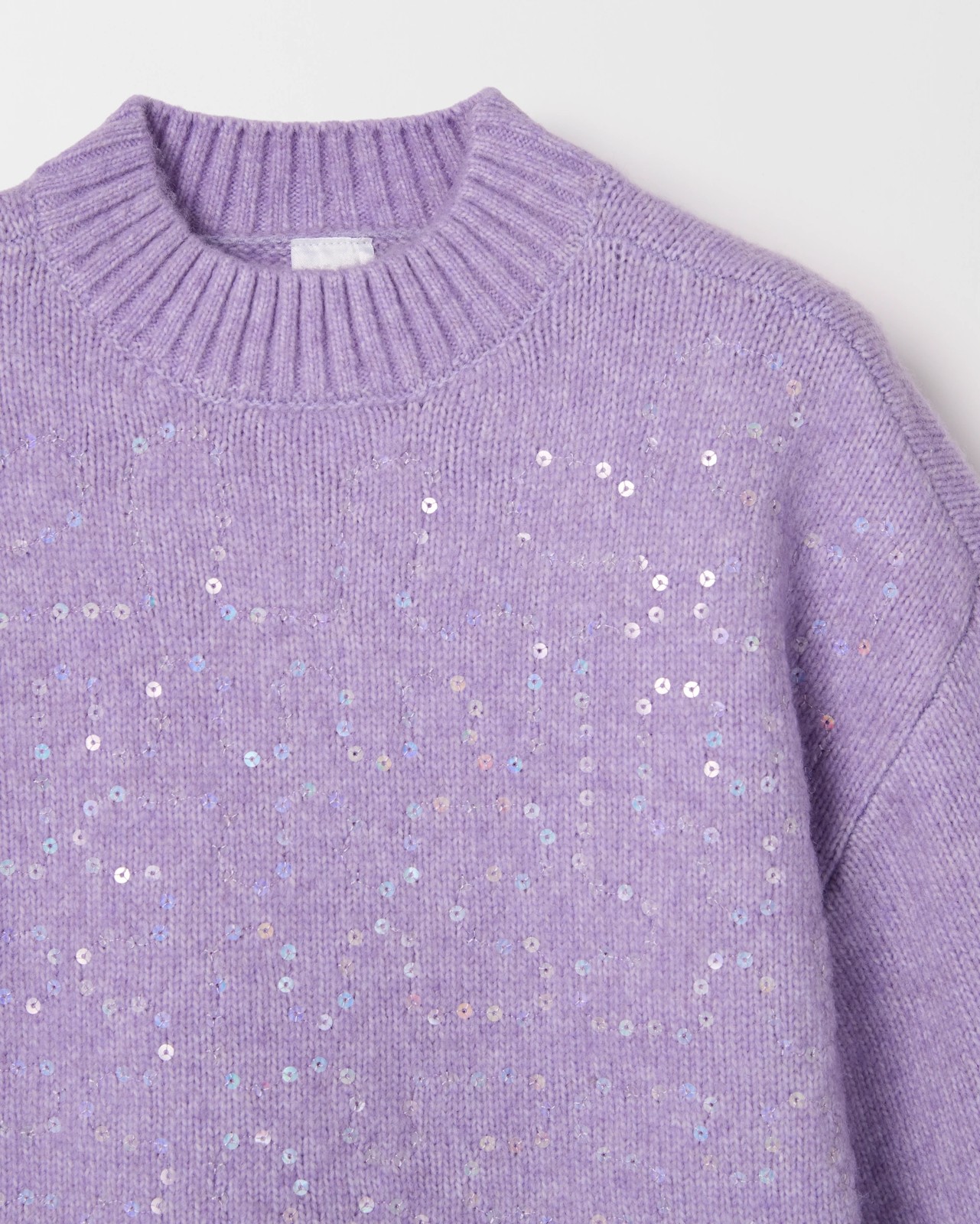 Sequin Long Balloon Sleeve Knit Jumper - Purple 6 of 6