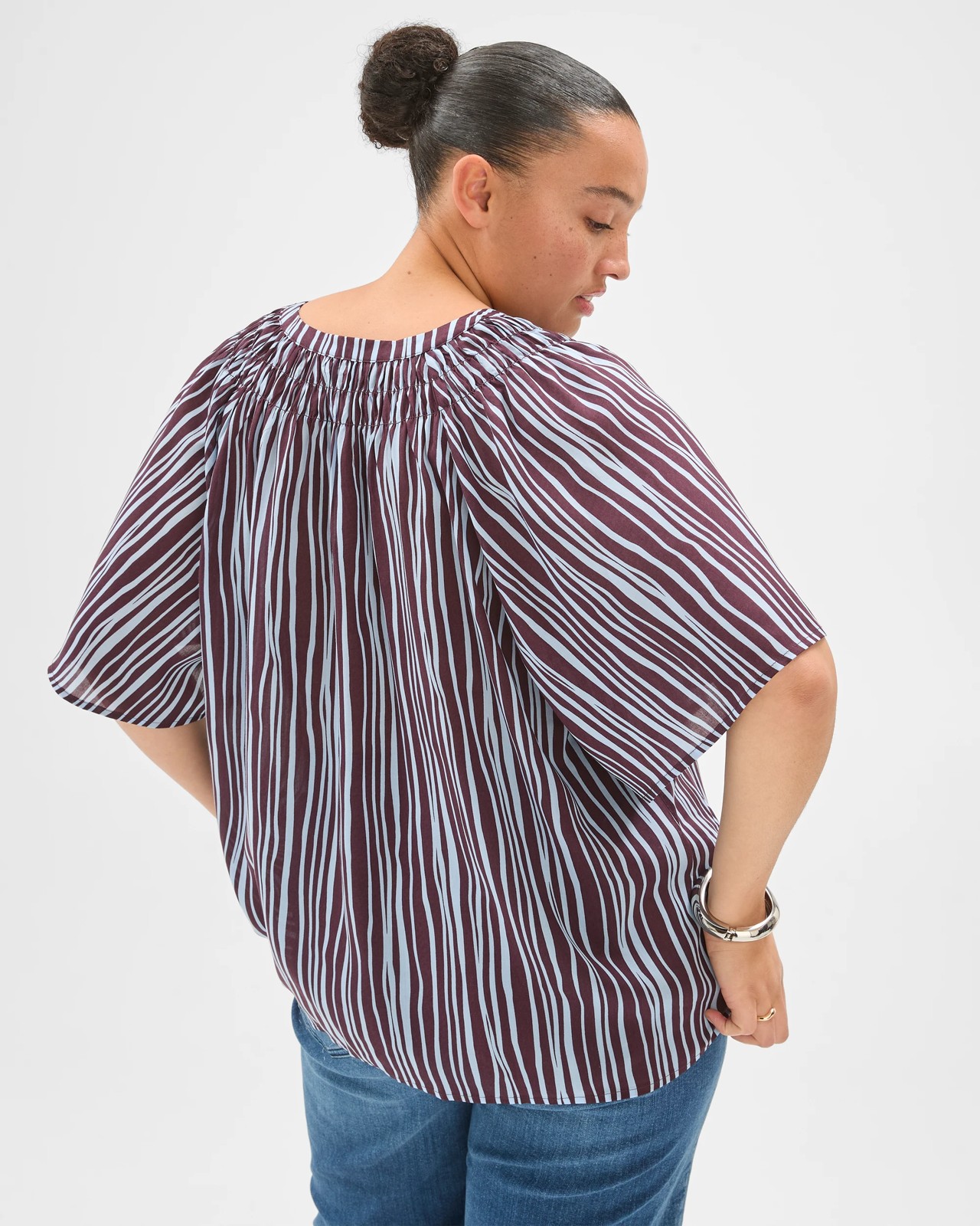 Plus Size Lyocell Short Sleeve Femme Blouse 6 of 6