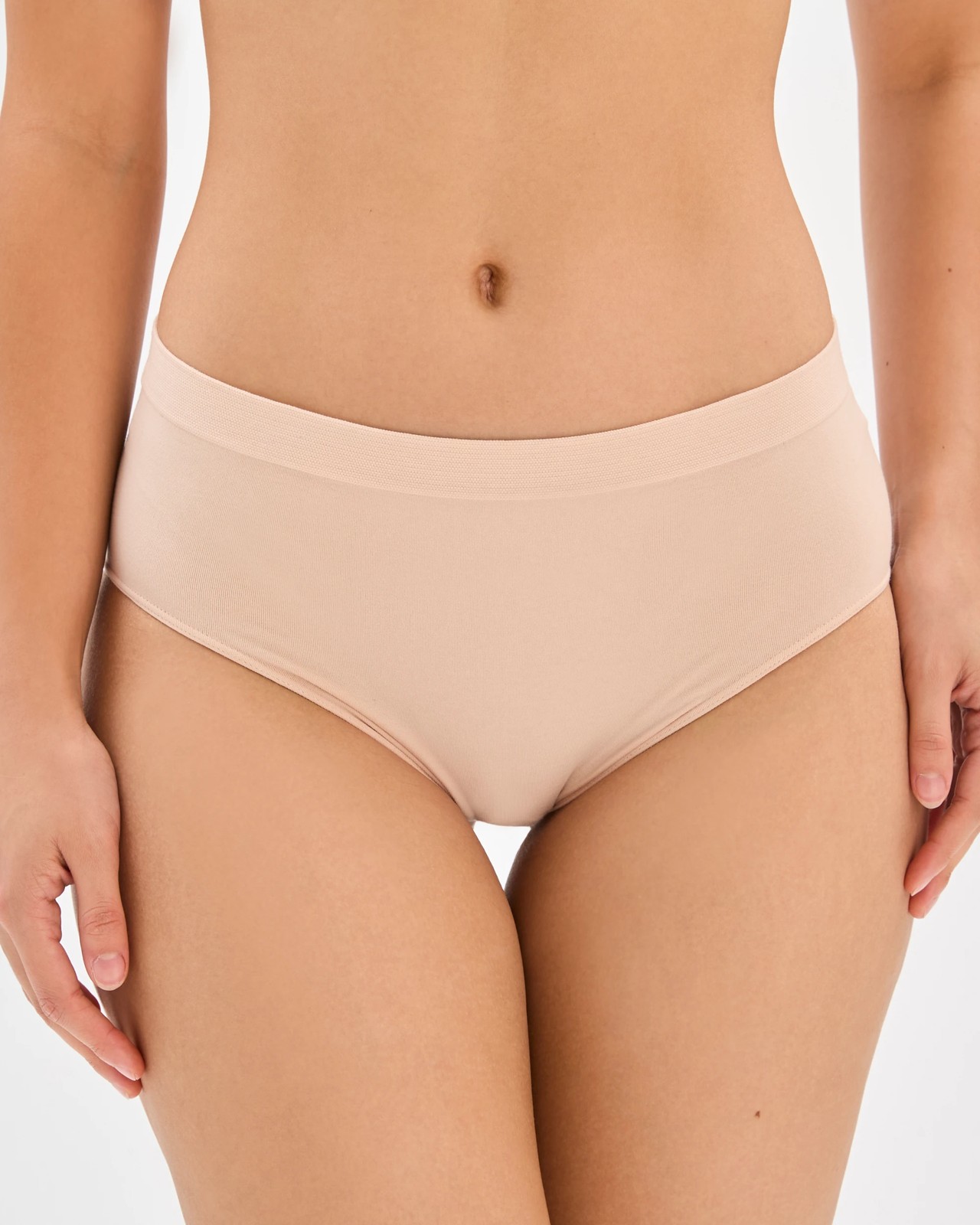 Australian Cotton Blend 2 Pack Seamfree Midi Briefs - Bare Beauty 2 of 4