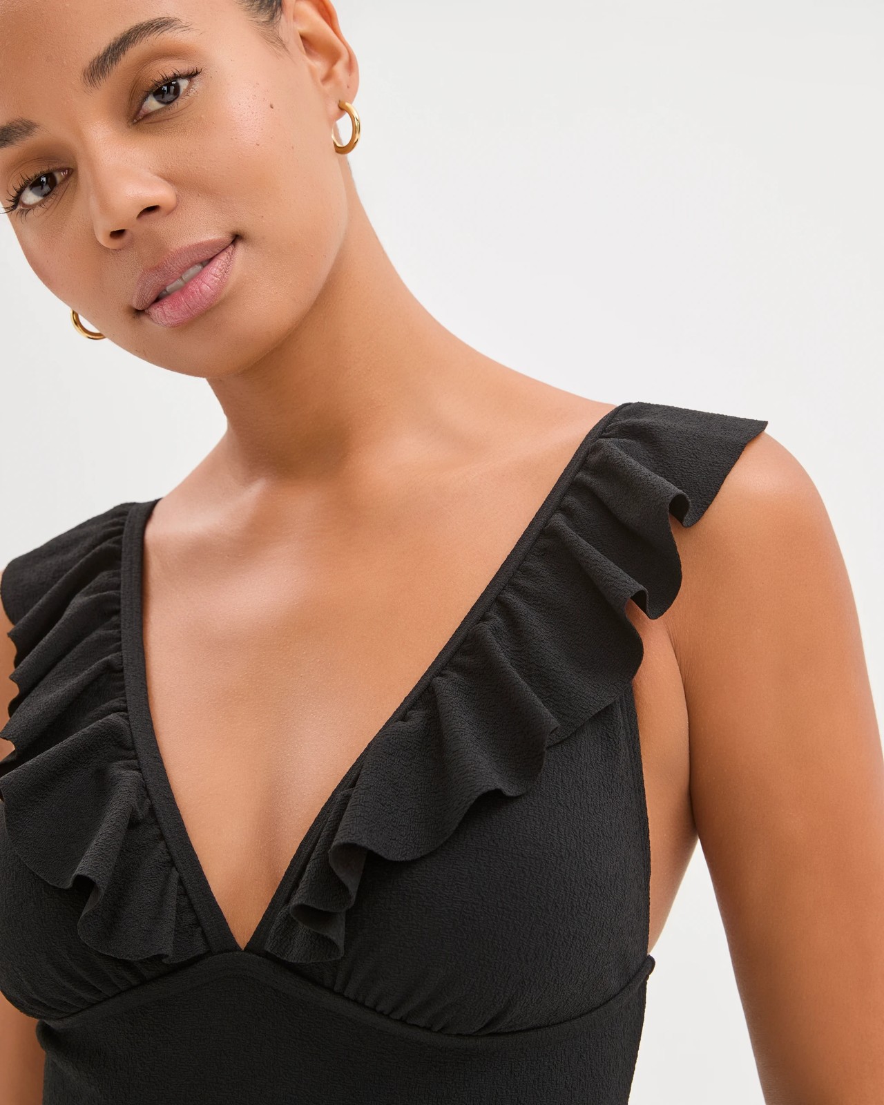 Shape Your Body Resort V-Neck Frill Soft Textured One-Piece Swimsuit 3 of 6