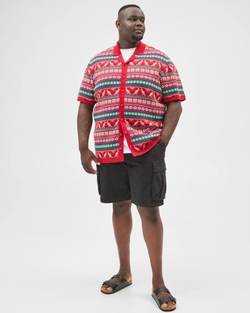 Australian Cotton Plus Size Christmas Fairisle Knit Shirt