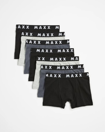 Boys Trunks 7 Pack - Maxx - Black/Grey