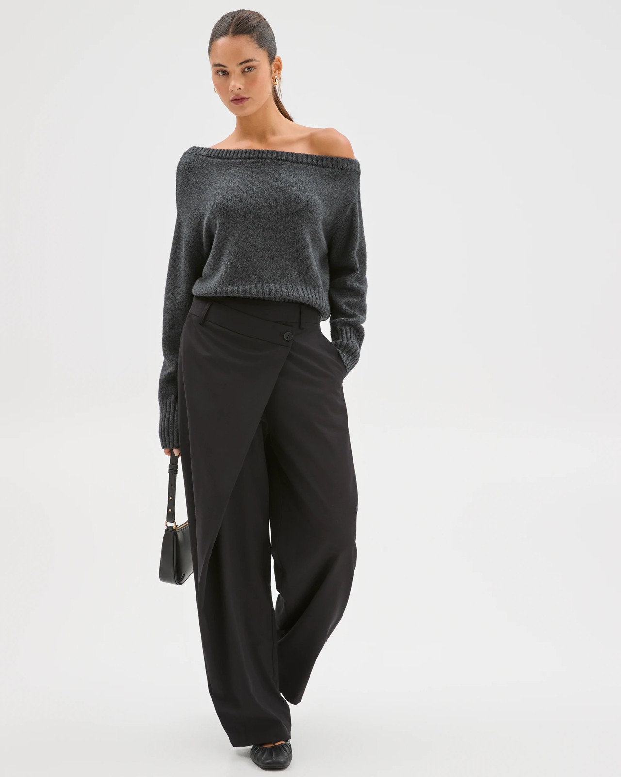 Lily Loves Wrap Front Tailored Pants - Black 3 of 6