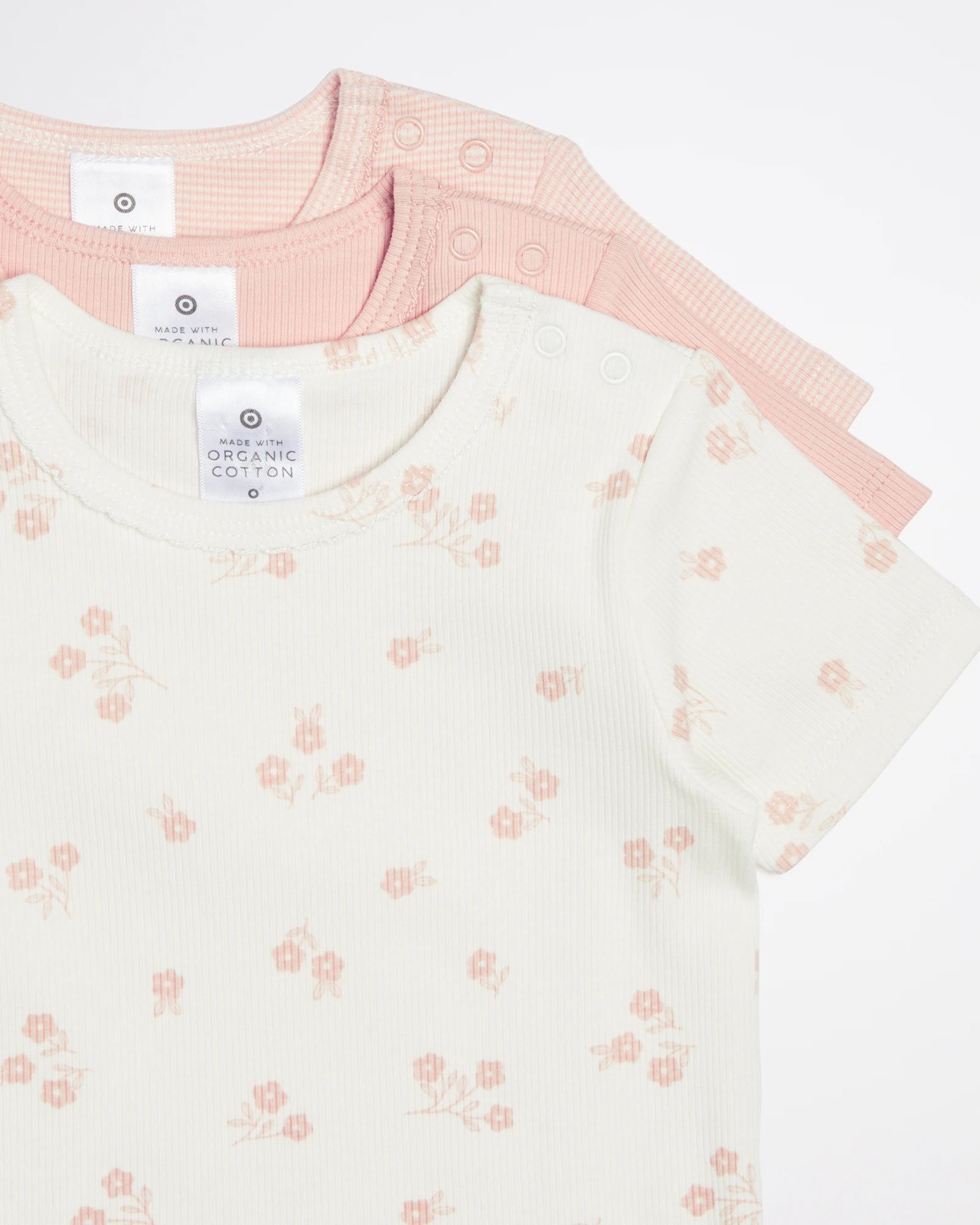 3 Pack Baby Organic Cotton Rib Bodysuits 4 of 4