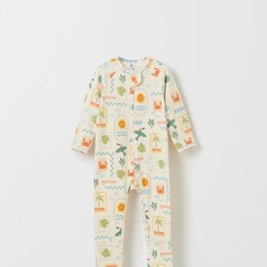 Baby Organic Cotton Zip Front Footless Coverall