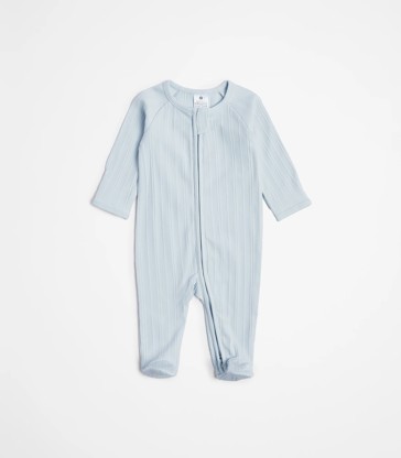 Baby Organic Cotton Rib Zip Coverall