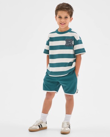 Australian Cotton Textured T-Shirt and Shorts 2 Piece Set