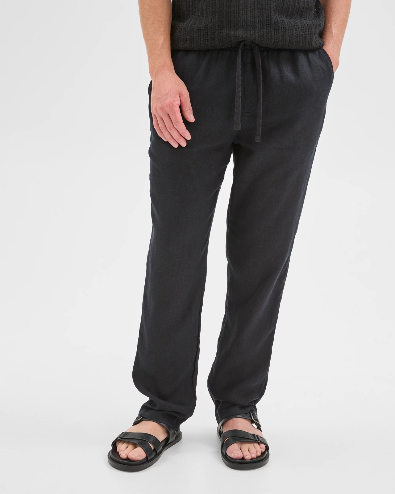 European Linen Full Length Pants - Black 4 of 6