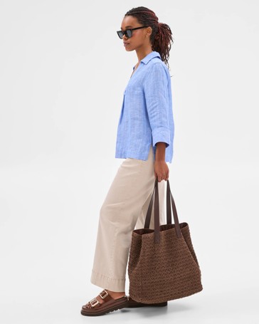 Petites European Linen Popover Shirt
