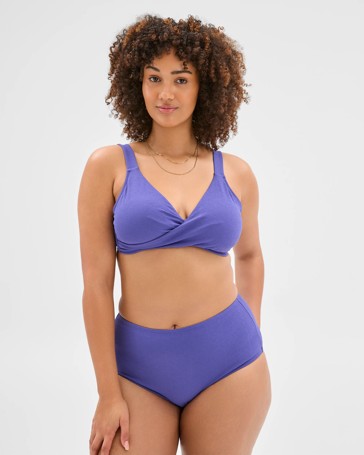 High Waisted Textured Bikini Briefs - Shape Your Body