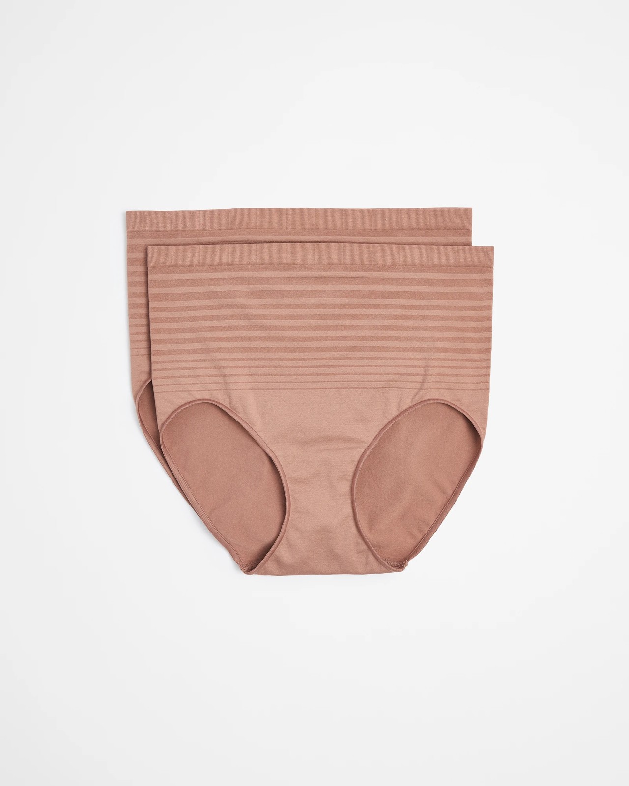 2 Pack Matte and Shine Seamfree Full Briefs - Woodblush Brown