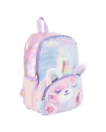 Anko Novelty Cat Plush Backpack with Sequins