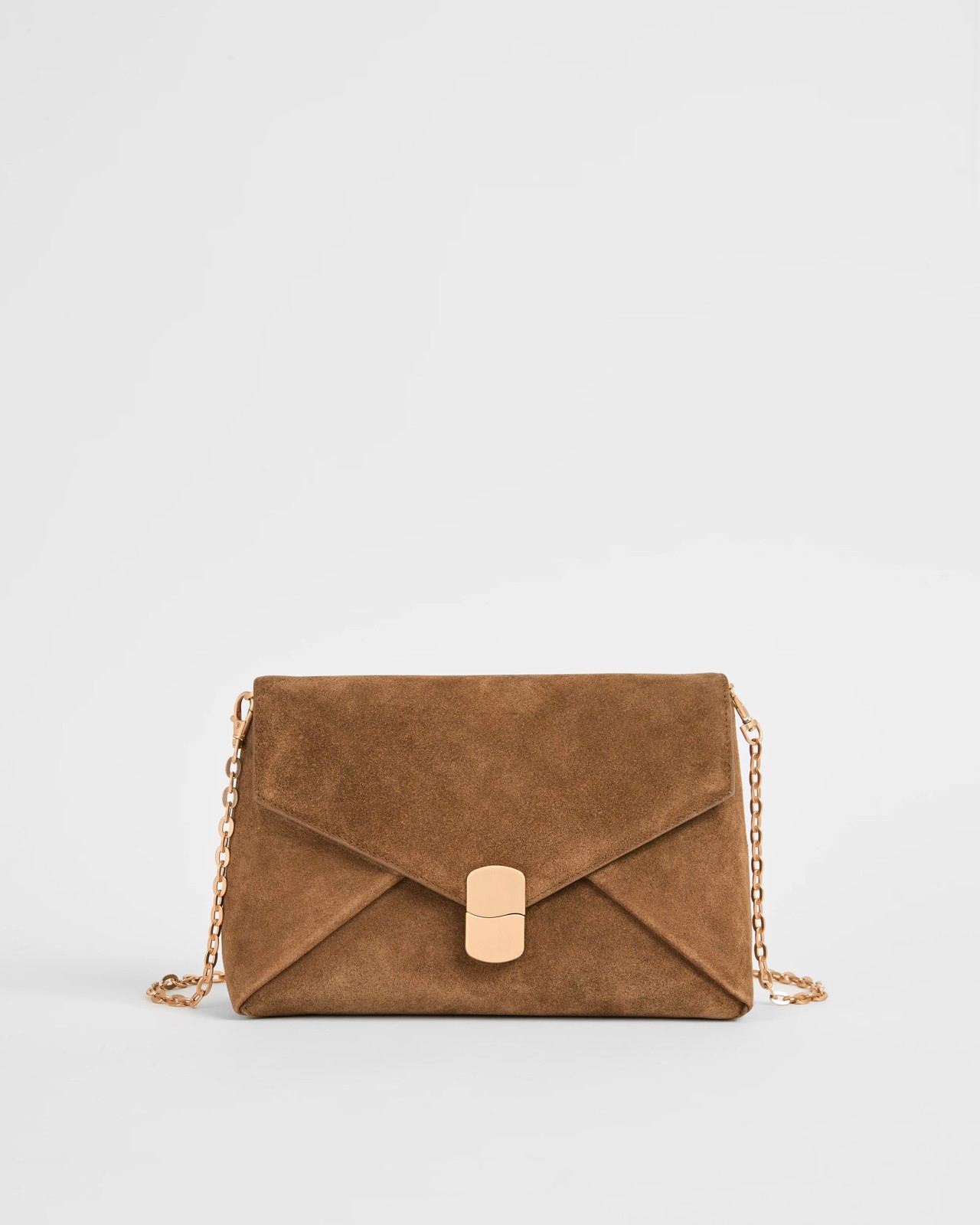 Premium Suede Leather Envelope Crossbody Bag - Hazelnut 2 of 5