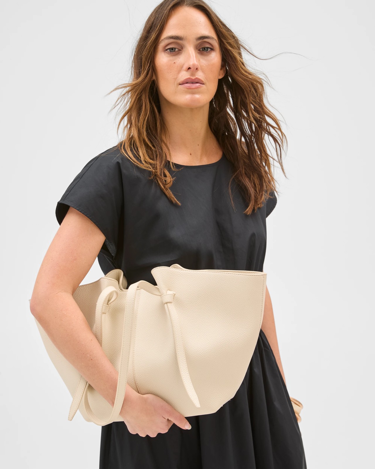 Knot Detail Pebble PU Tote Bag - Ecru 2 of 2