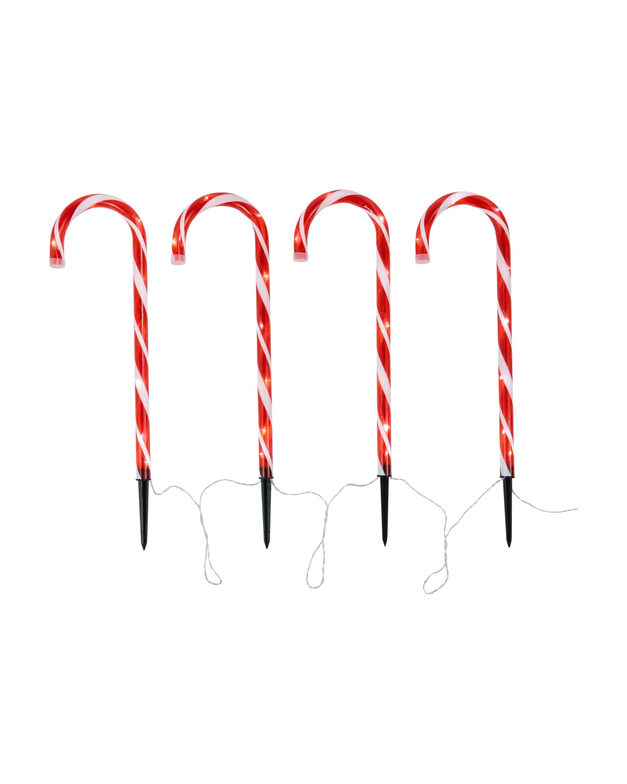 Anko 4 Pack Solar Powered LED Light Up Candy Cane Stakes 2 of 5