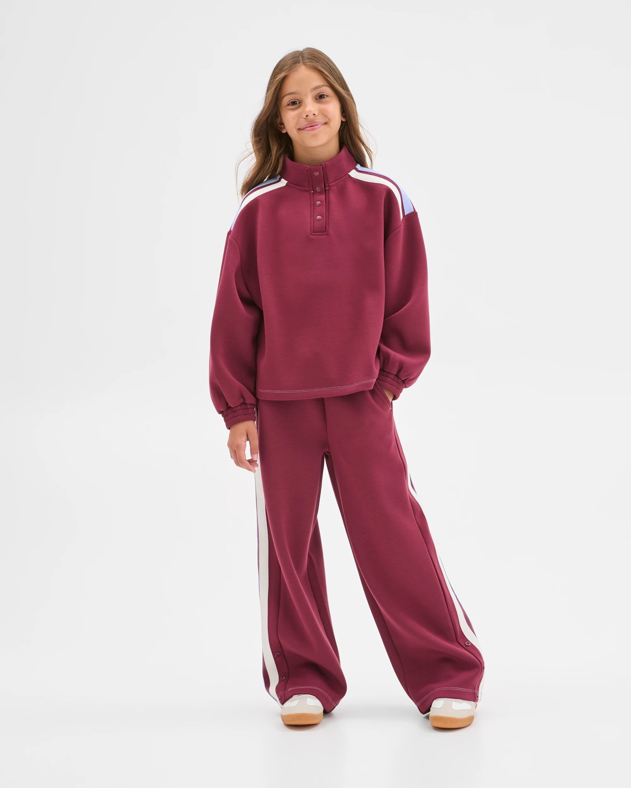 Scuba Fleece Balloon Sleeve Jumper - Burgundy 2 of 6