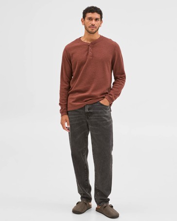 Australian Cotton Waffle Henley T-Shirt