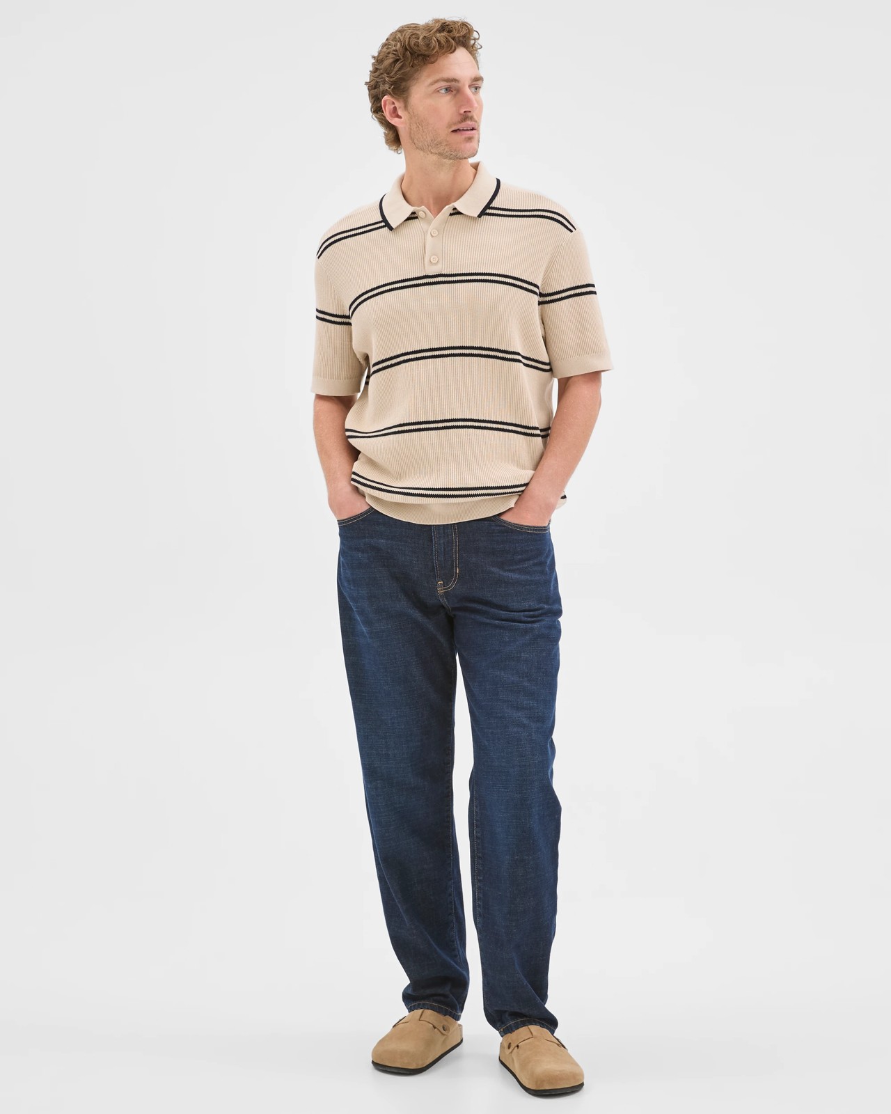 Australian Cotton Stripe Knit Polo Top 2 of 6