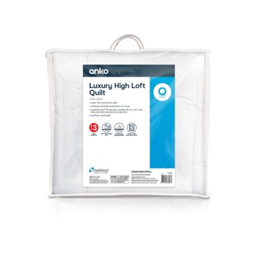 High Warmth Luxury High Loft Quilt, Queen Bed, White - Anko