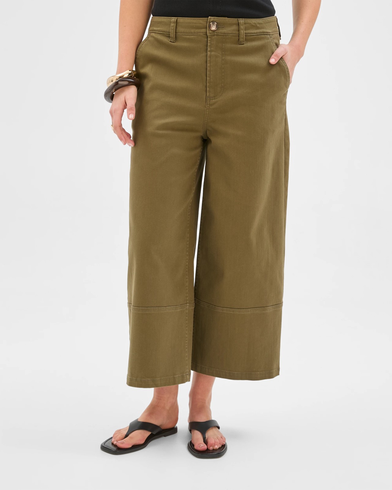 Australian Cotton Blend Stretch Twill Cropped Pants - Dusty Moss 5 of 5