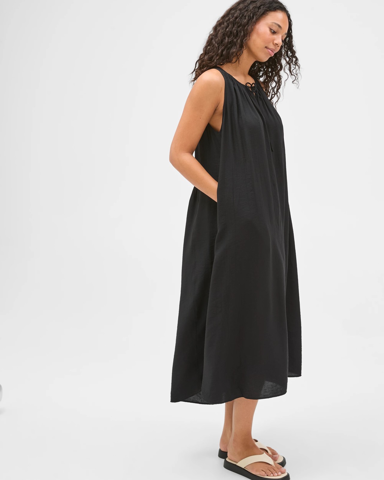 Resort Sleeveless Gathered Neck Midi Dress 2 of 6