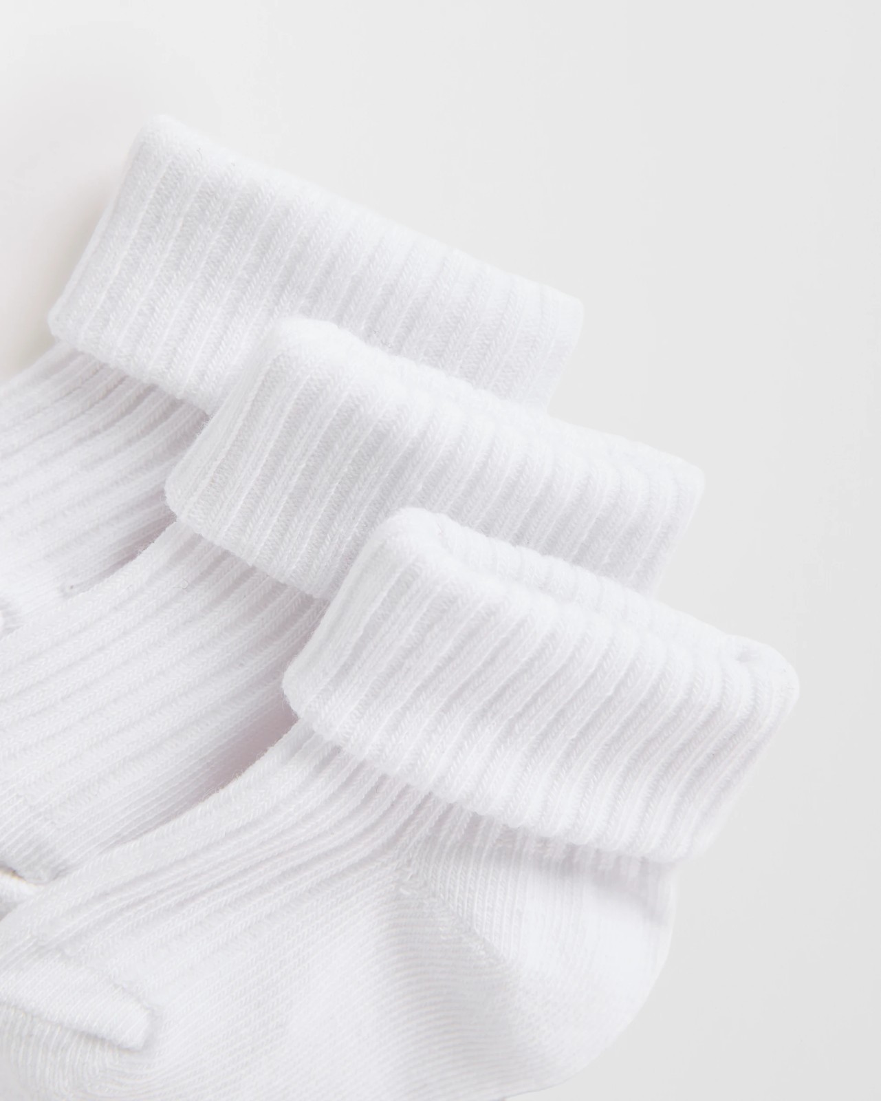 Baby Unisex 3 Pack Turnover Socks - White 2 of 3