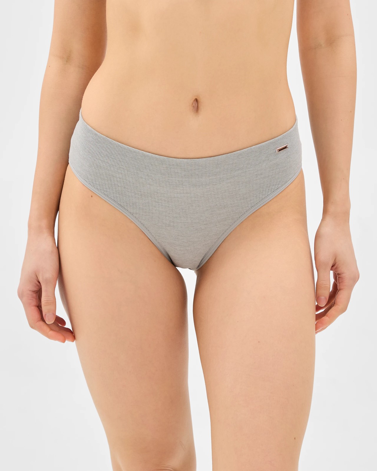 Lily Loves 2 Pack Rib Seamfree High Waist Bikini Briefs - Grey Marle 2 of 4
