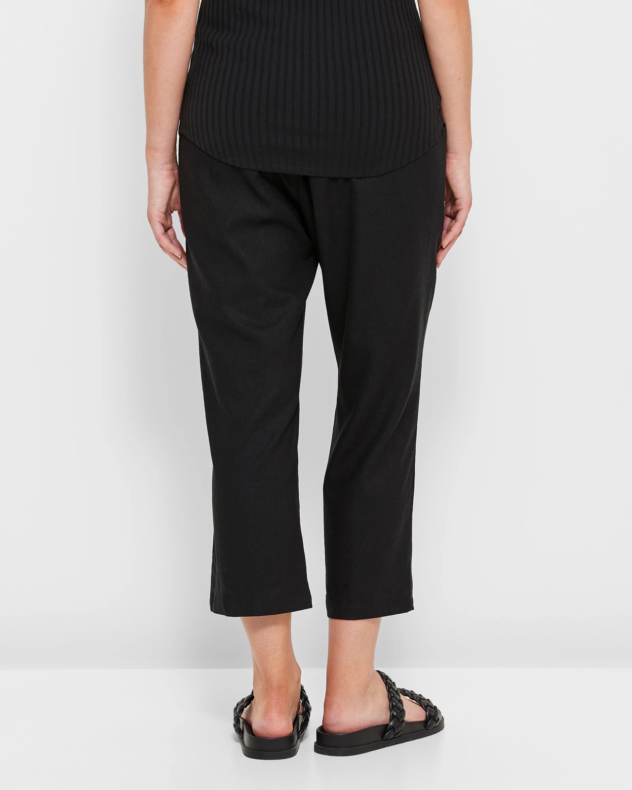 Maternity Linen Blend Shirred Waist Straight Pants | Target Australia