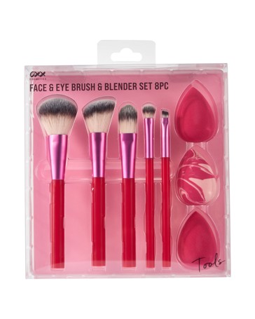 OXX Cosmetics 8 Piece Face and Eye Brush and Blender Set