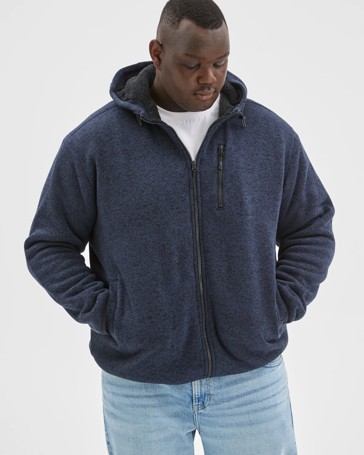 Plus Size Teddy Zip Through Fleece Hooded Jumper