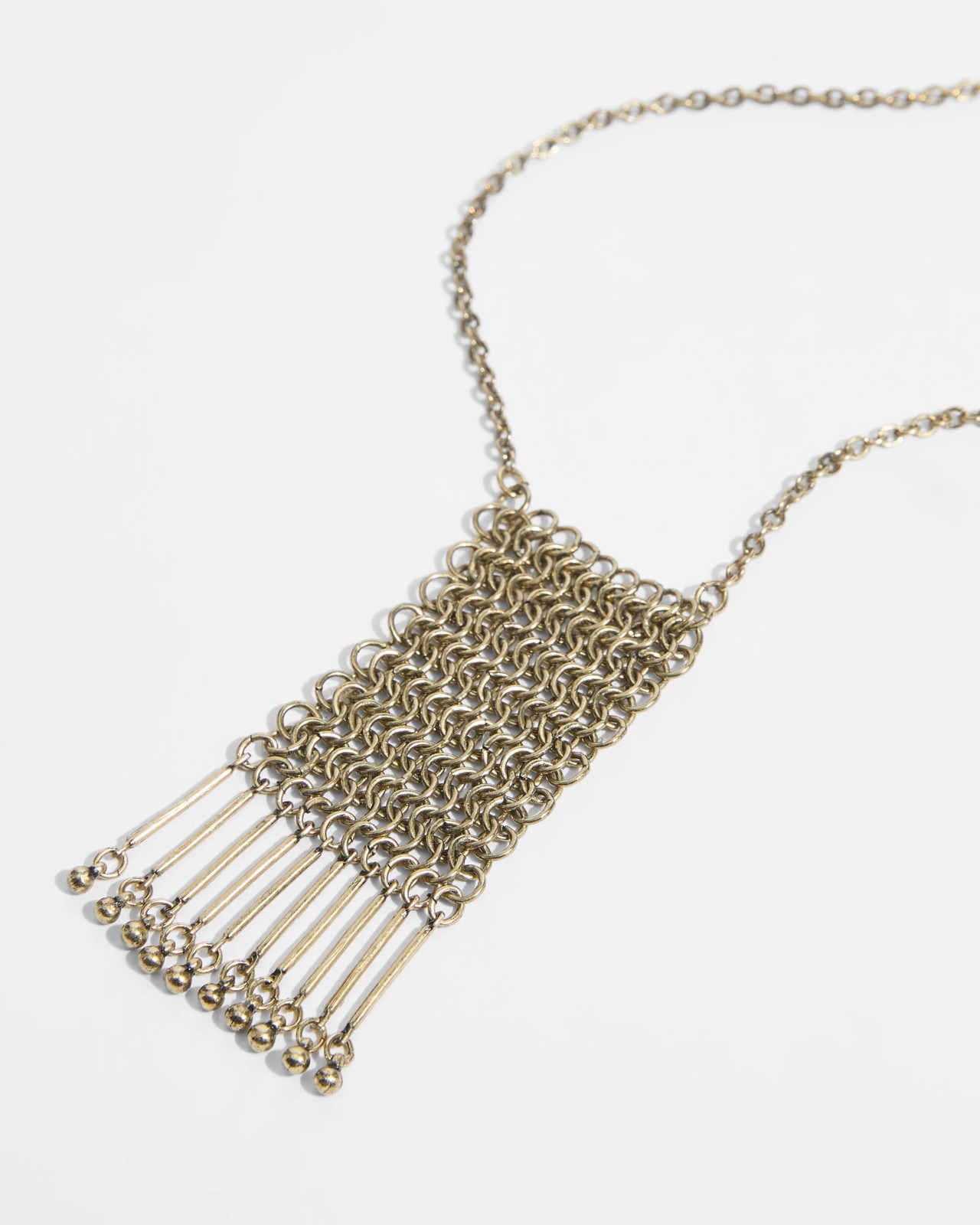 Long Boho Mesh Pendant Necklace - Burnished Gold Tone 2 of 2