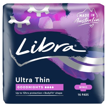 Libra 16 Pack Ultra Thin Goodnight Pads
