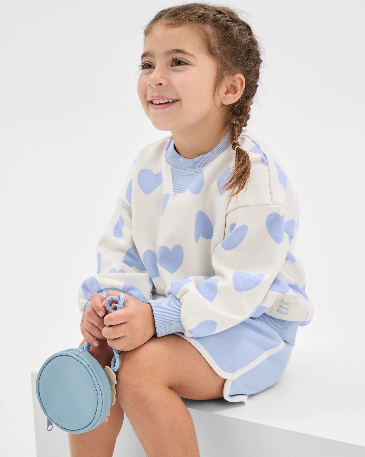 Australian Cotton Blend Jumper and Shorts Set - Blue Hearts 2 of 6