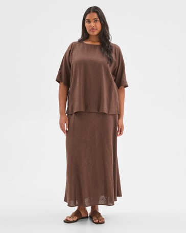 Plus Size European Linen Seam Detail T-Shirt
