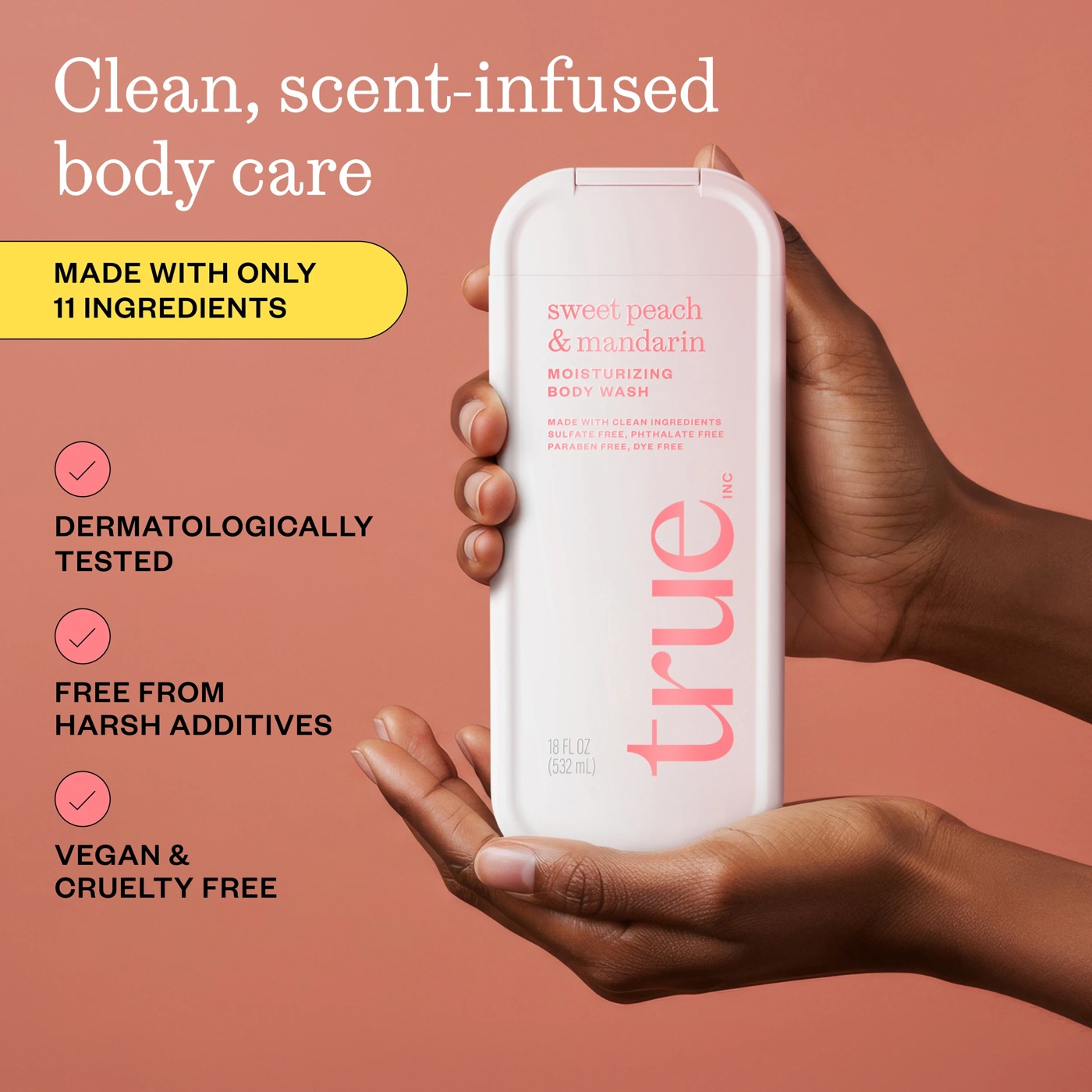 True Inc Moisturising Body Wash 532ml - Sweet Peach & Mandarin 3 of 5