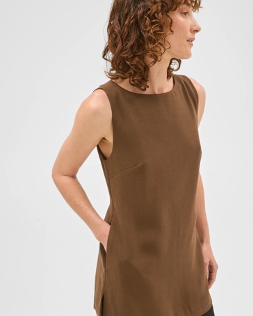 Preview Sleeveless Crepe Tailoring Longline Tunic Top