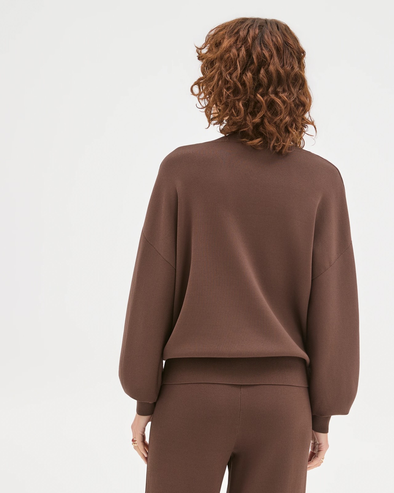 Preview Crepe Knit V-Neck Sweater - Ganache 5 of 5